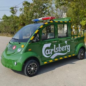 双排座封闭货斗电动皮卡车 厂区物料运输巡逻载货电动四轮车